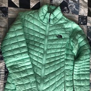 North Face Mint Green Puffy Jacket